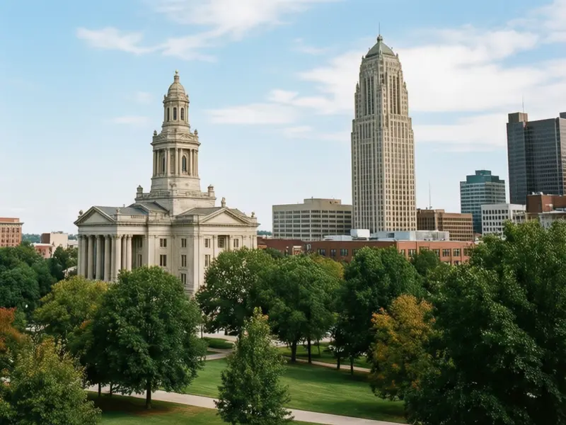 South Bend skyline — flights from Atlanta from €168, cheapest in October